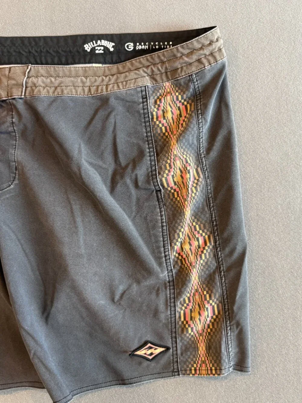Billabong Recycler Lo Tide Men’s Boardshorts Size 40 Black Geometric Swim Trunks